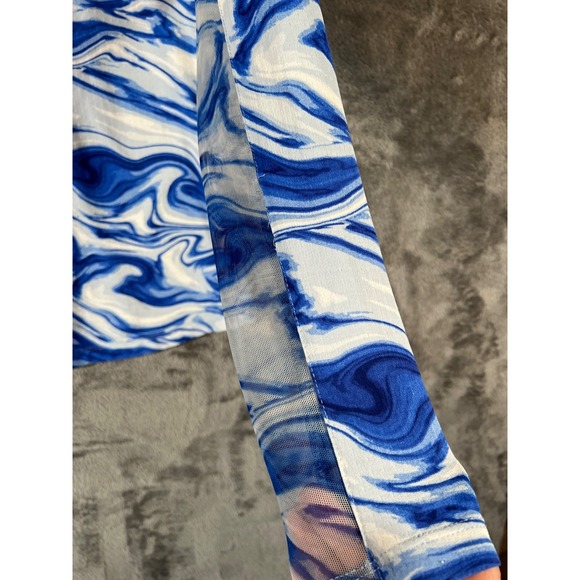 Ibkul 1/4 Zip UPF50+ Sun Shirt Pullover Womens Small Blue Devin Marble Swirl - Picture 6 of 9